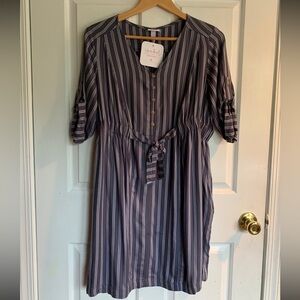 Striped Gray Women's Maternity Dress